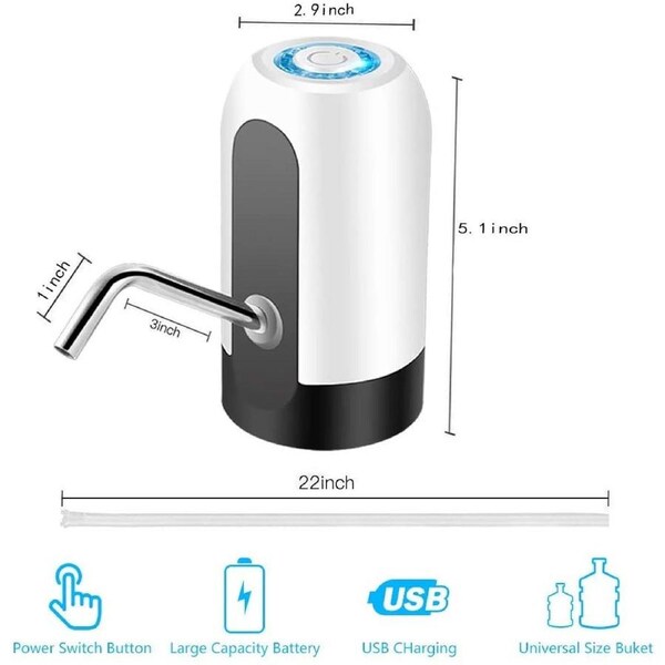 Urdonda Water Bottle Pump, USB Charging Automatic Drinking Water Pump Portable Electric Water Dispenser Water Bottle Switch for Universal 5 Gallon Bot