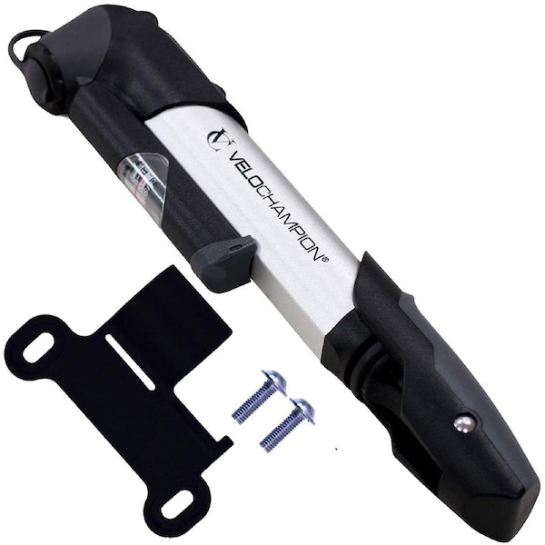 VeloChampion Professional Quality Mini Bike Pump with Pressure Gauge- Fits Presta & Schrader with 120 PSI / 8.3 Bar Max Pressure - Lightweight, Portab