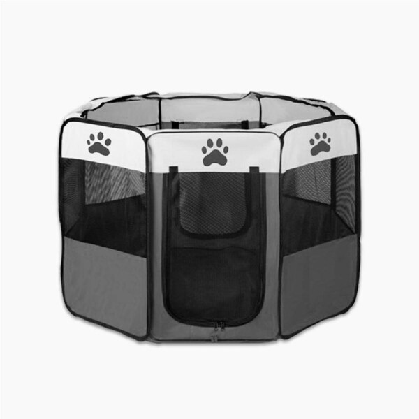 8 Panel Pet Dog Cat Crate Play Pen Bags Kennel Portable Tent Playpen Puppy Cage Large Grey