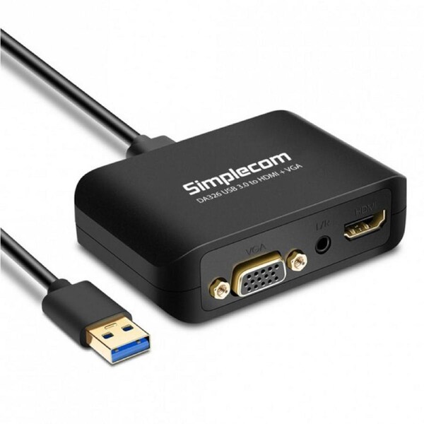 Simplecom USB 3.0 to HDMI + VGA Video Adapter with 3.5mm Audio Full HD 1080p [DA326]