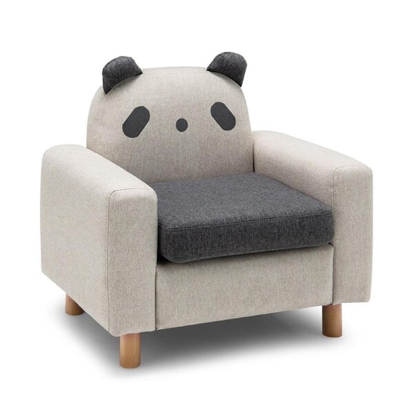 Giantex Kids Sofa Children Armrest Chair with Panda Pattern Solid Wood Construction w/ High-Density Sponge Padding,Grey