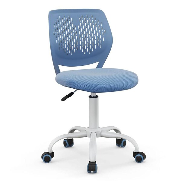 Giantex Kids Desk Chair Height Adjustable Children Computer Chair Swivel Armless Mesh Task Chair for Bedroom Study Room Blue