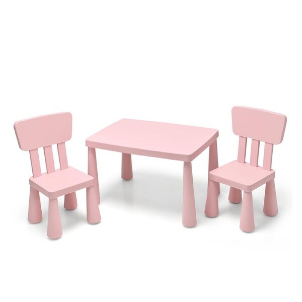 Giantex Kids Table & 2 Chairs Set Children Play Table for Eating Drawing Writing Craft Furniture Set Pink
