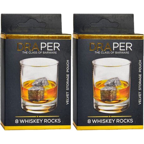 Ozoffer 16Pcs Whiskey Stones Ice Melts Reusable Natural Marble Chilling Scotch Rocks Cubes