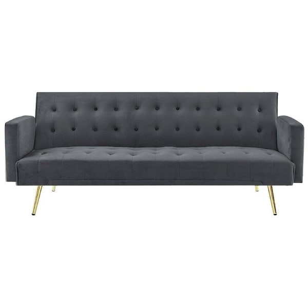 Foret 3 Seater Sofa Bed Lounge Recliner Couch Futon Chair Velvet Fabric Grey