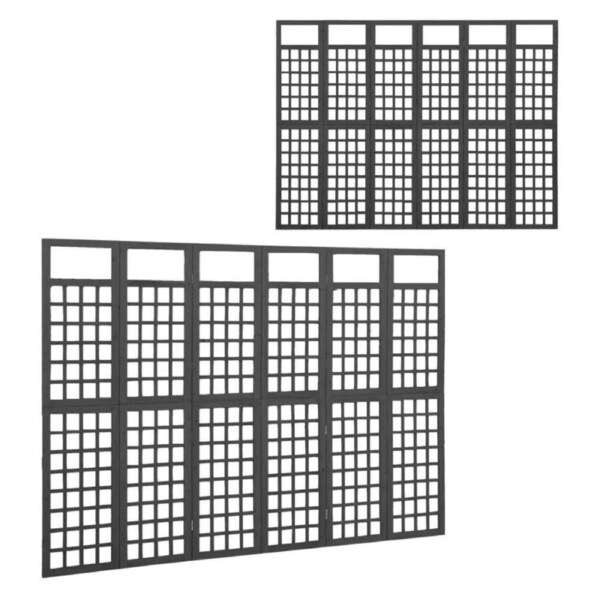 Wooden Room Divider Trellis Black Solid Fir Wood Folding Patio Screen Partition