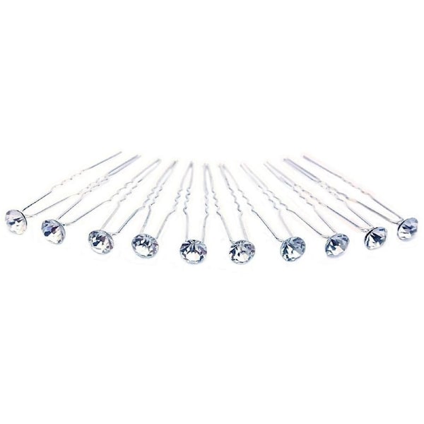 Hair Pins x 10 Hairpins Bobby Clip Bridal Wedding Accessories Clear Crystal