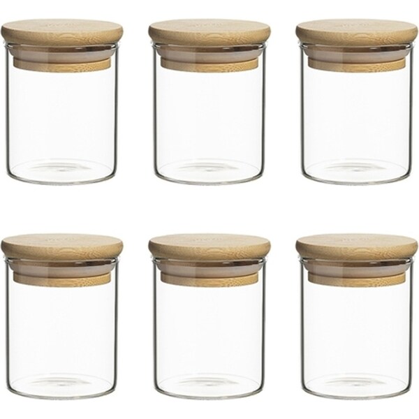 6pc Ecology Pantry 7.5cm Round Spice Jar Container Storage Set w/ Bamboo Lid