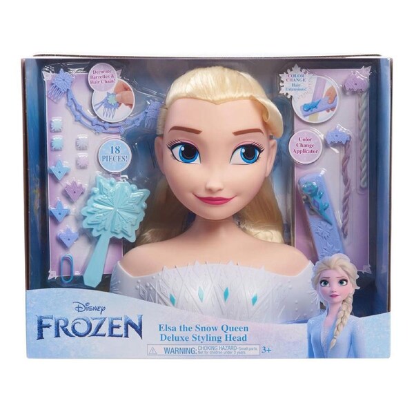 18pc Disney Frozen 2 Elsa The Snow Queen Deluxe Styling Head Kids Play Toy 3y+