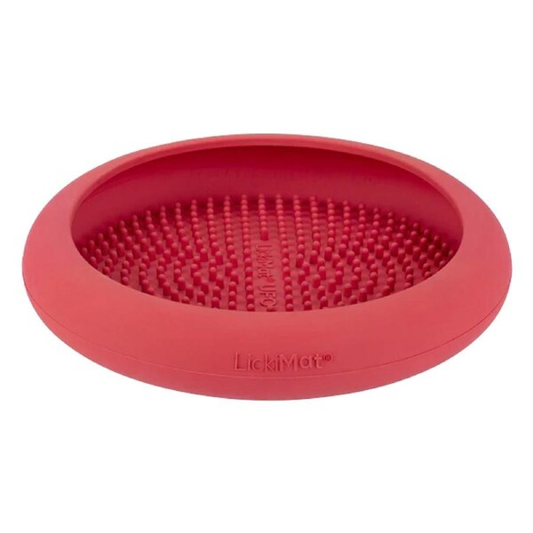 Lickimat 18cm UFO Pet Dog/Cat Slow Feeding Suction Food Rubber Bowl/Plate Pink