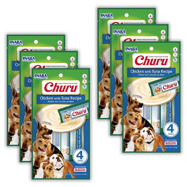 24x Inaba Pet Dog Churu Snack/Treats Puree Paste Tubes Chicken w/ Tuna 56g