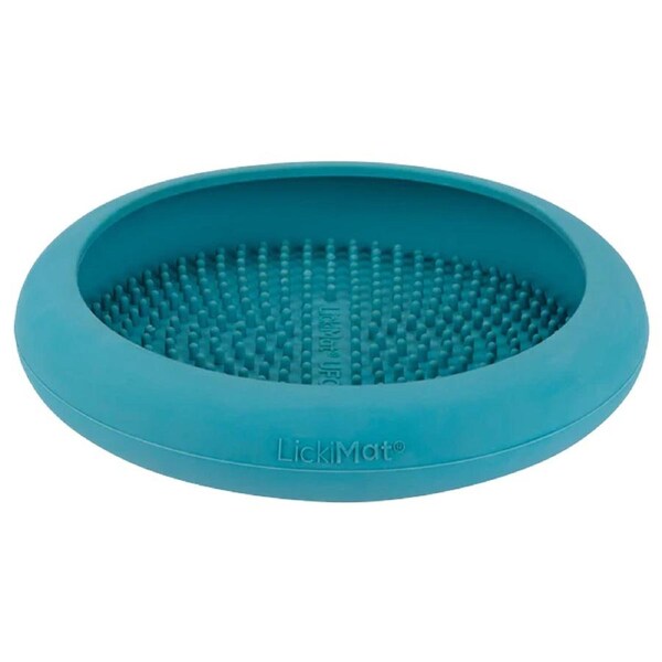 Lickimat 18cm UFO Pet Dog Slow Feeding Suction Food Rubber Bowl/Plate Turquoise