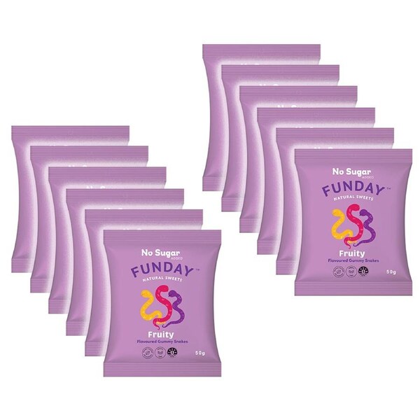 12pk Funday Mixed Fruity Flavoured Gummy Lolly/Candy Soft Chews Snake Mix 600g