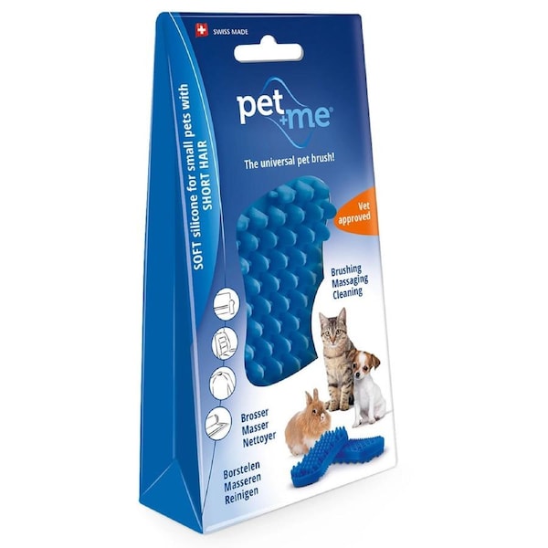 Pet & Me For Short Hair Small Dogs/Cats Coat Grooming Soft Silicone Brush Blue