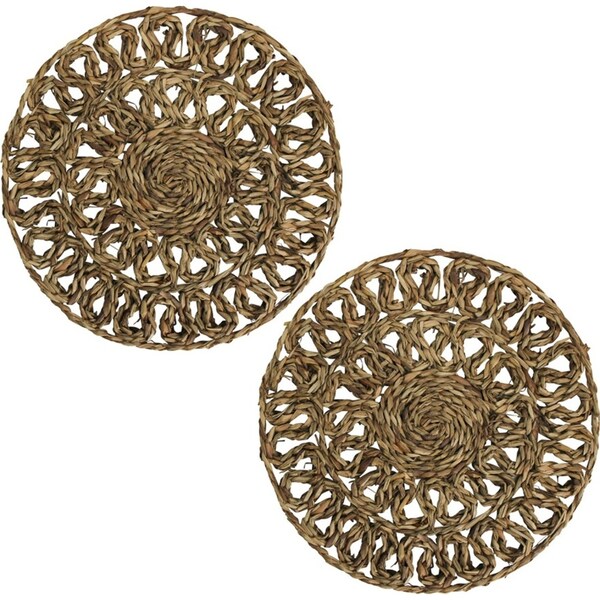 2x Seagreass 35cm Placemat Round Tableware Dining Home Decor Pad Daisy Natural