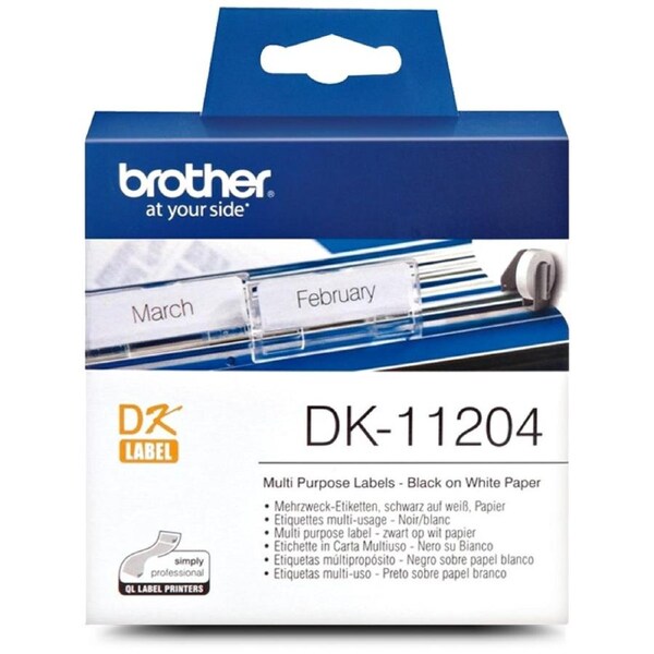 Brother DK-11204 Black on White Thermal Die-Cut Label Roll (17x54mm) 400/roll