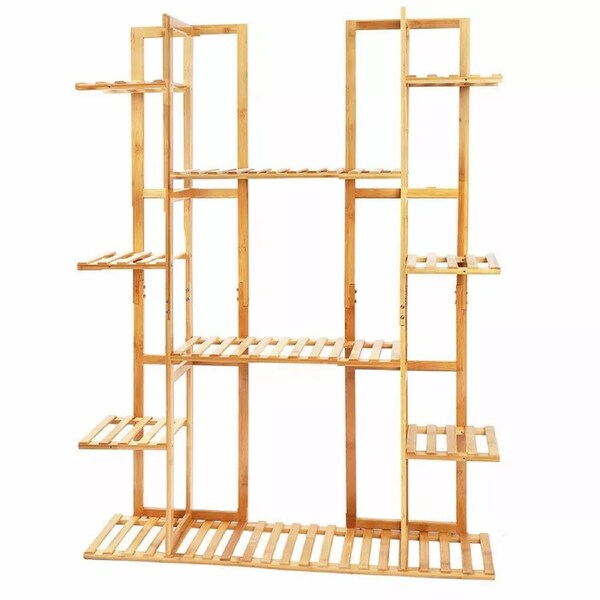 Large Flower Stand Plant Rack Shelf Bamboo Planter Shelving Unit