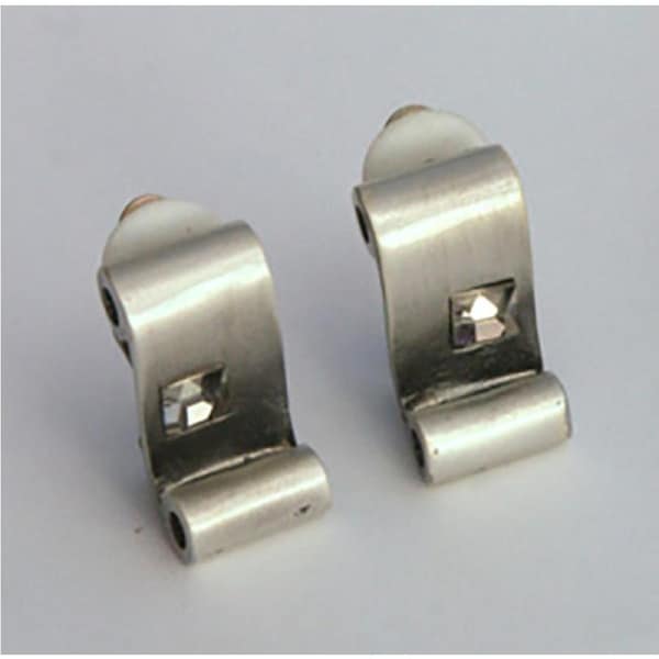 Vintage Antique Gunmetal Metal Grey Clip On Crystals Earrings