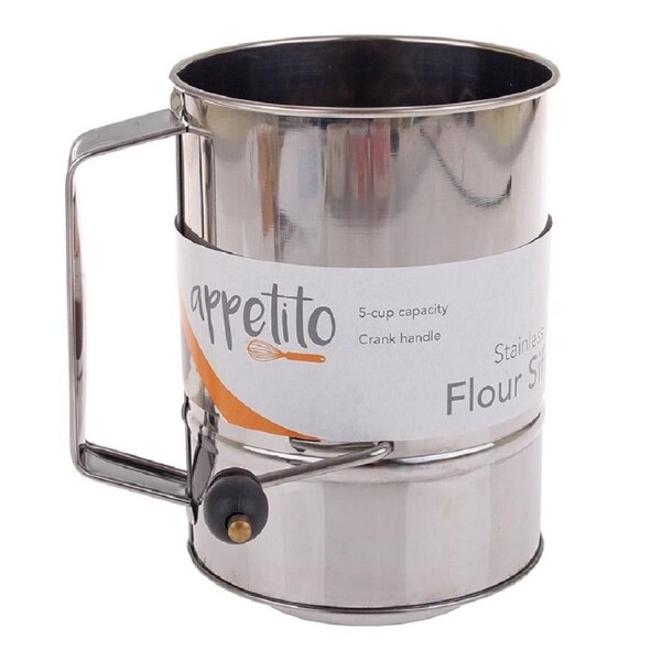 Appetito Stainless Steel Flour Sifter - 5 Cup.