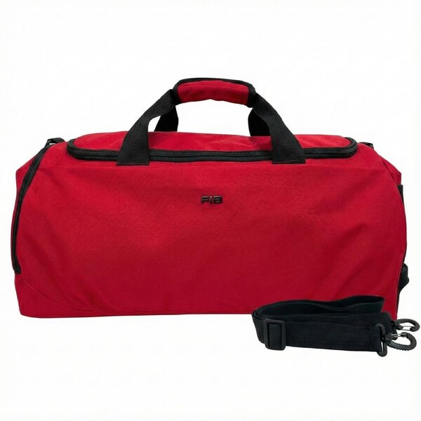 48 Litre FIB Sports Duffle Bag Duffel Gym Canvas Travel Foldable - Red