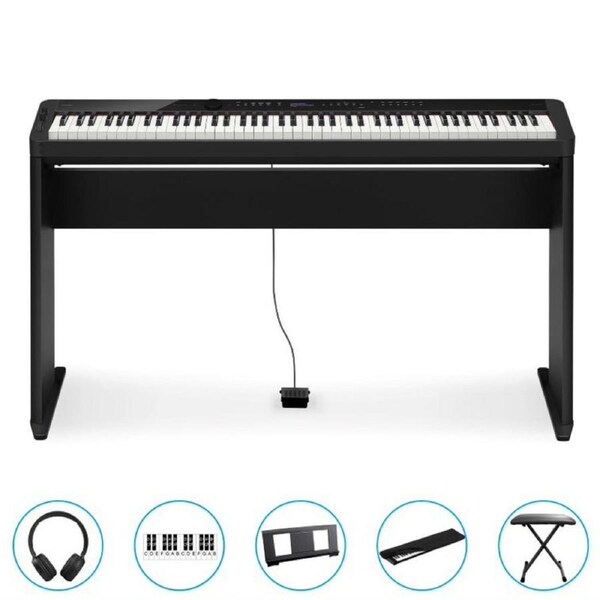 Casio PXS3100BK Portable Digital Piano (Black) BUNDLE Incl CS68 Wooden Stand + Stool + Bonus Accessories