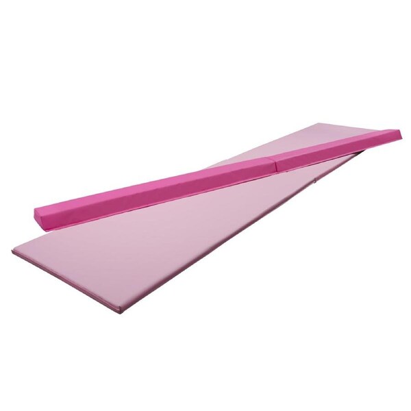 3 Piece Gymnastics Starter Combo Foldable Balance Beam and 2 x Cartwheel Mats (Pink 240cm)