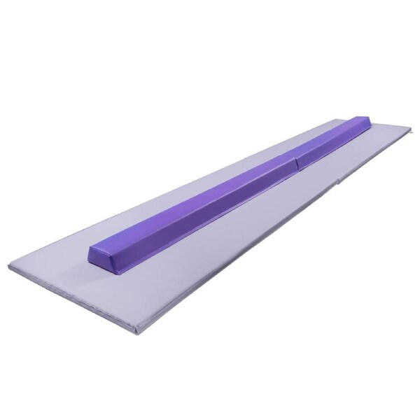 3 Piece Gymnastics Starter Combo Foldable Balance Beam and 2 x Cartwheel Mats (Purple 240cm)