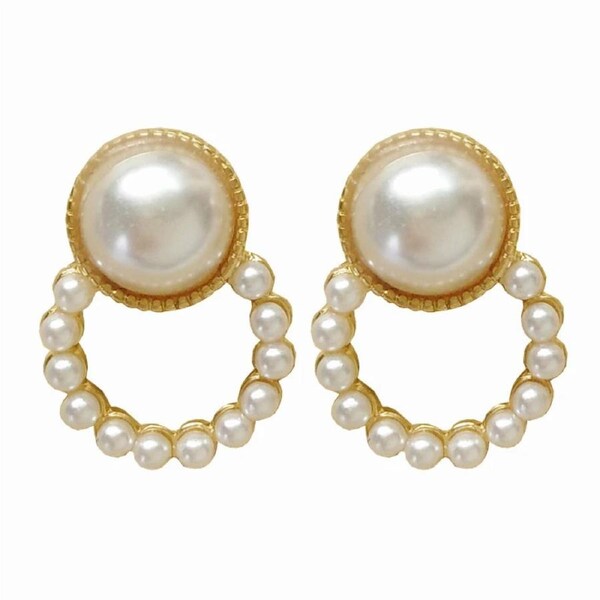 Round White Pearl Earrings Simple geometric pearl earrings 2019 trend aesthetic personality pearl stud earrings for women