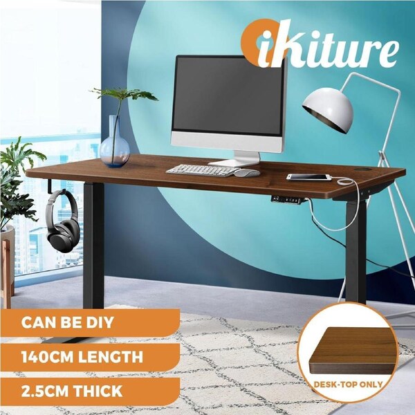 Oikiture Standing Desk Top Adjustable Electric Desk Board Computer Table Walnut