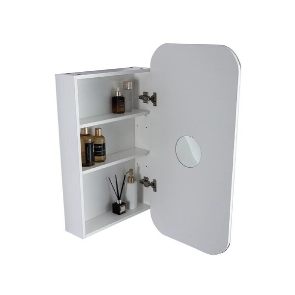 Rectangle Wall Hung Bathroom Mirror Shaving Cabinet Vanity Matte White