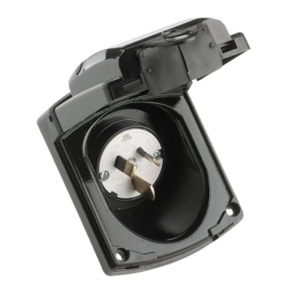 Clipsal 435VFS15-BK - Weatherproof Socket Inlet 15 Amp IP34 - Caravan Inlet - Black