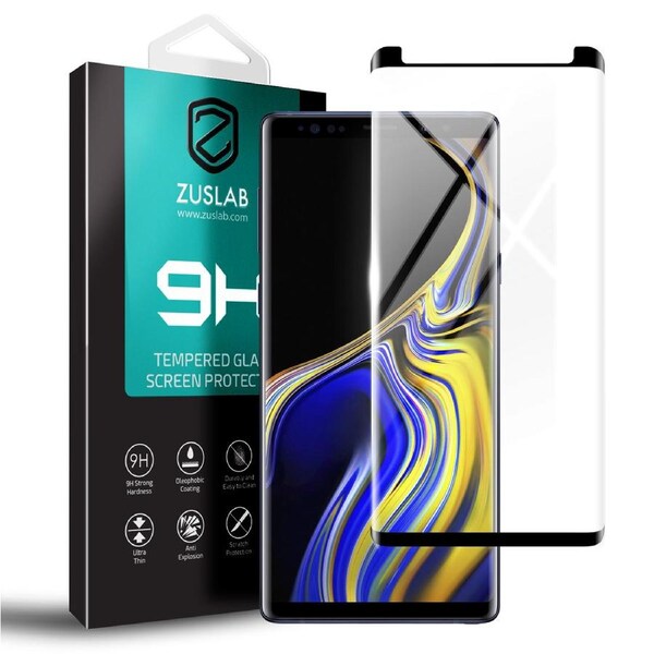 ZUSLAB Galaxy Note 9 Tempered Glass Screen Protector Film 9H Hardness for Samsung - Black
