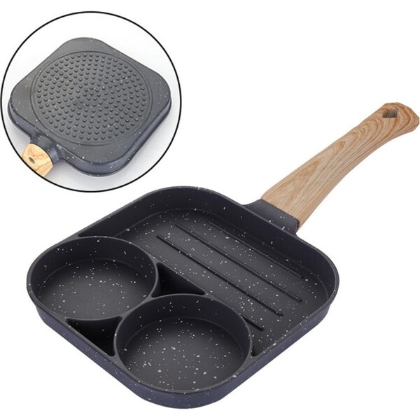 3 Hole Fried Egg Pancake Burger Frying Pan Non-Stick Breakfast Egg