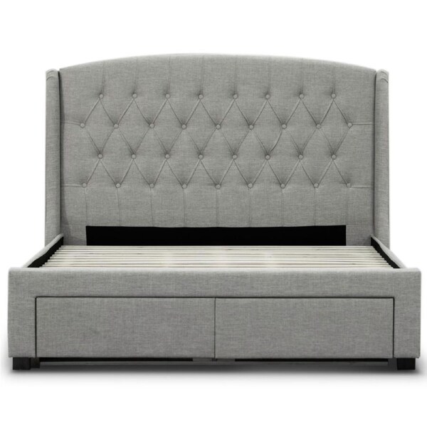 Honeydew King Size Bed Frame Timber Mattress Base With Storage Drawers - Beige