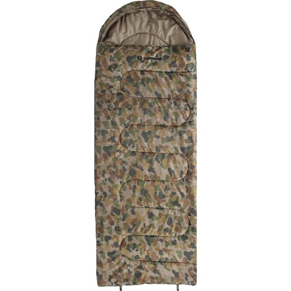 Caribee 230cm +5° Back Country Nylon Outdoor/Camp Sleeping Bag Jumbo Size 5 Camo