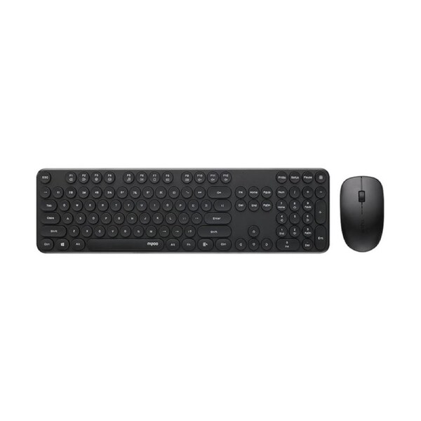 Rapoo Wireless Optical Mouse & Keyboard Black -2.4G Connection, 10M Range, Black [X260S-BLACK]