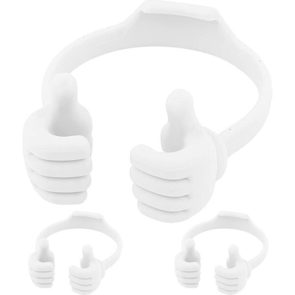 2 Packs Adjustable Thumb Silicone Stand Phone Holder-White