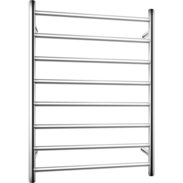 Stainless Steel Round Electric Heated Towel Rail Warmer Heater Rails Rack Wall Mounted Chrome 8 Bar