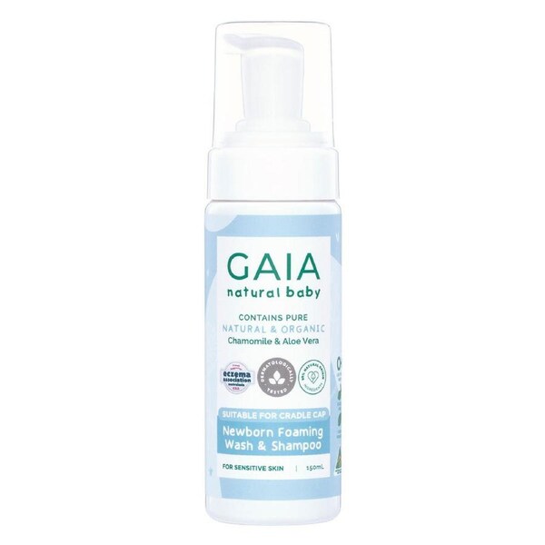 Gaia 150ml Natural Baby New Born Foaming Shampoo & Wash 0m+ Soap Free/Organic