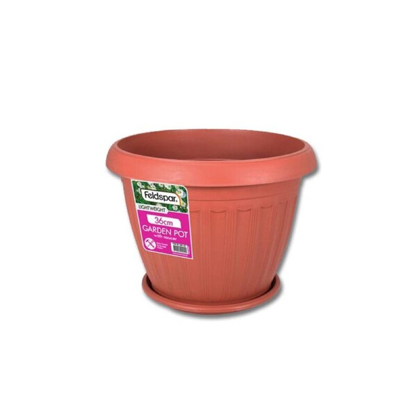 Plastic Garden Round Plant Pots With Saucer Planters Indoor Plants D36x29cm