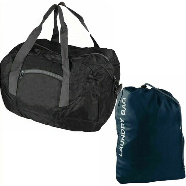 Ozoffer 1Pc Foldable Duffel Bag - 35L & 1Pc Travel Laundry Bag 55x41cm