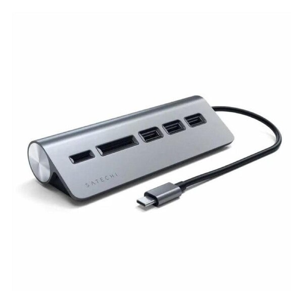 Satechi USB-C Aluminium USB Hub & Card Reader, Space Grey - ST-TCHCRM