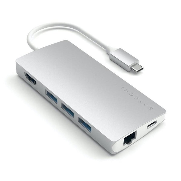 Satechi USB-C Multi-Port Adapter 4K HDMI w/ Ethernet V2, Silver