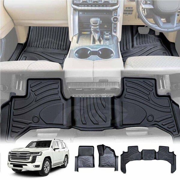 Front Rear Floor Mats for Toyota Landcruiser 300 LC300 2021-Onwards Heavy Duty All Weather Car Carpet Liner Set