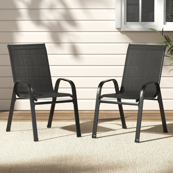 2x Gardeon Outdoor Dining Chairs Stackable Lounge Chair Bistro Set Patio Furniture