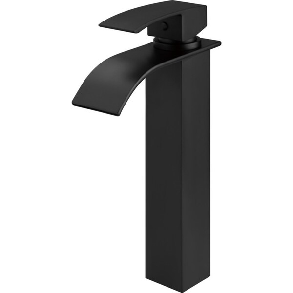 6Star 4L/M Black Tall Square Basin Mixer Tap Above Counter Top Brass Bath Faucet WELS