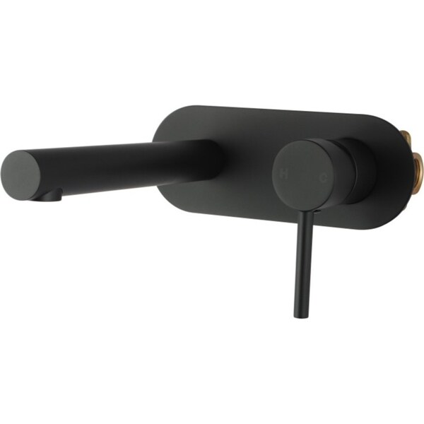 6Star 4L/M Round Black Basin Wall Mixer Tap Bath Spout WELS