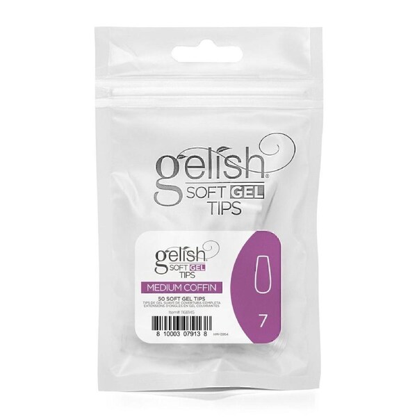 Harmony Gelish Soft Gel Nail Fake False Tips Medium Coffin Refill Size 7 50pcs