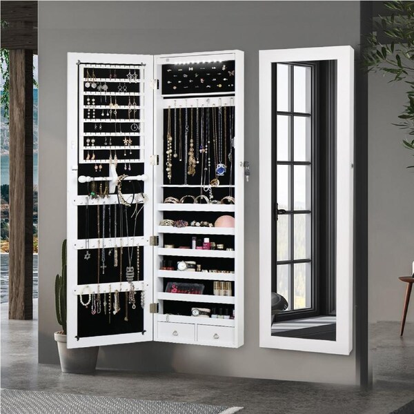 Levede Mirror Jewellery Cabinet Makeup LED Light Storage Cosmetic Organiser Box