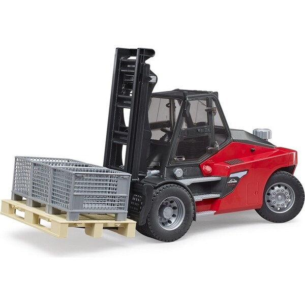 Bruder 42.9cm Linde HT160 1:16 Fork Lift w/ Pallet/3 Cages Kids Vehicle Toy 4y+